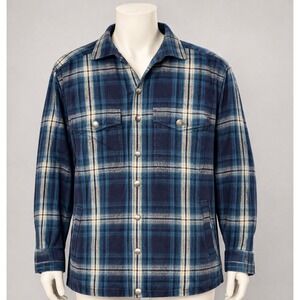 Ariat Jacket Mens Small Blue Plaid Mannoch Retro Fit Shacket Quilted Button